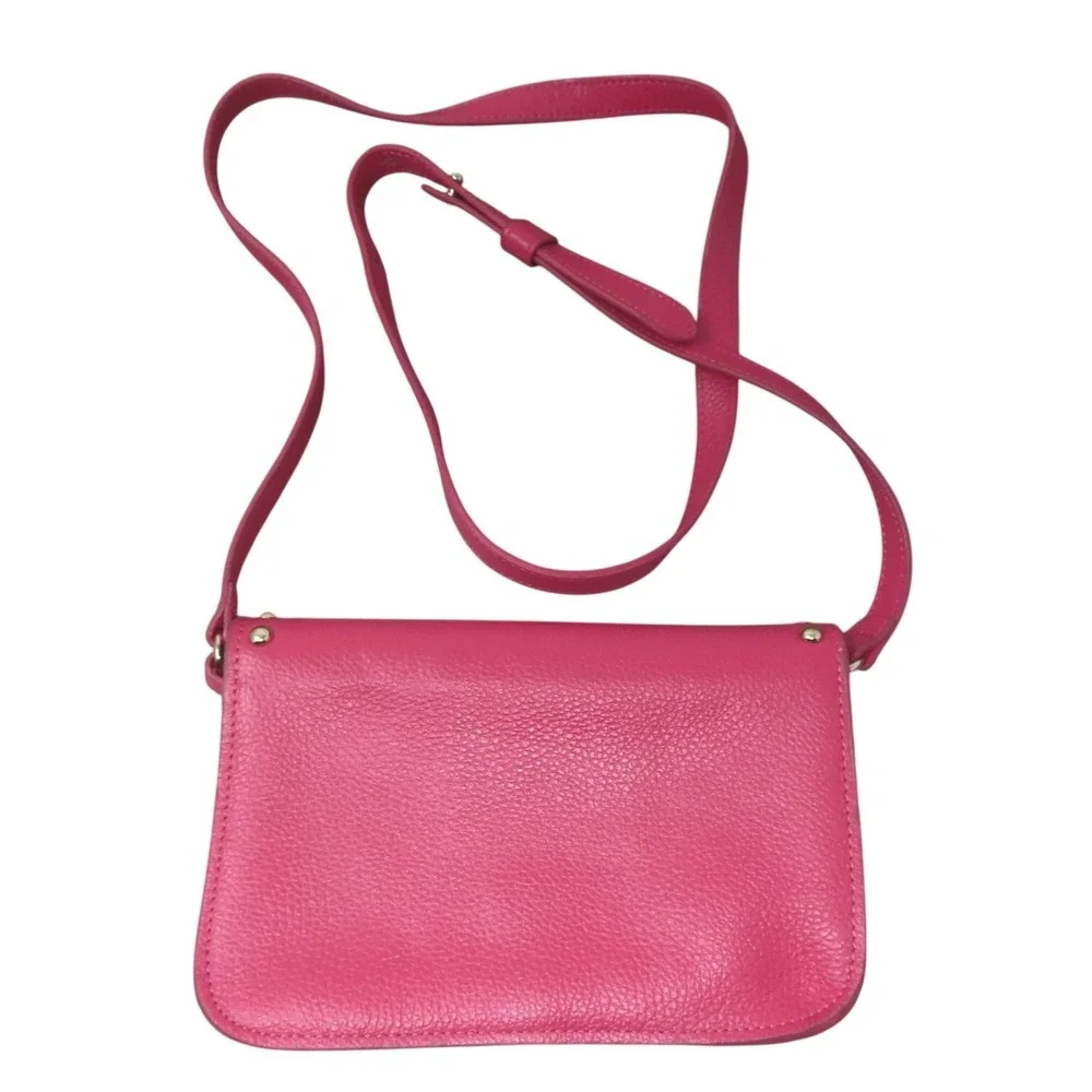 BTB Los Angeles Hot Pink Rocker Biker Styling Leather Gold Studded Crossbody Bag